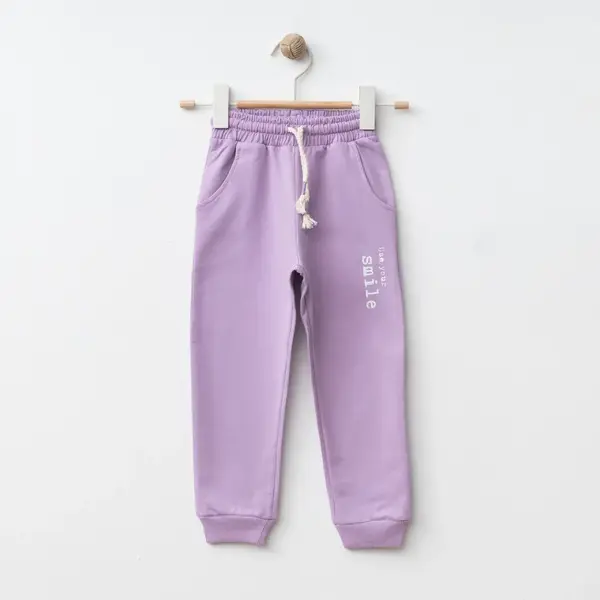 Bebolly Eşofman Altı Smile Baskılı Lila