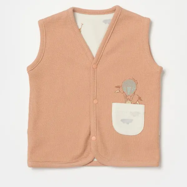 Bibaby Organik Yelek Teach Me Kırmızı - Kahverengi - Mint