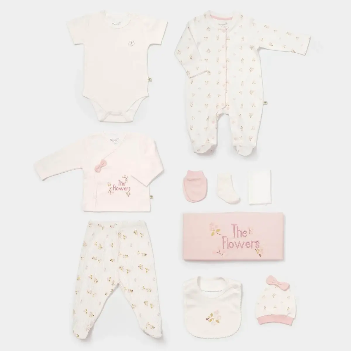 Bibaby Organik Hastane Çıkışı 10lu The Flowers Ekru - Pembe
