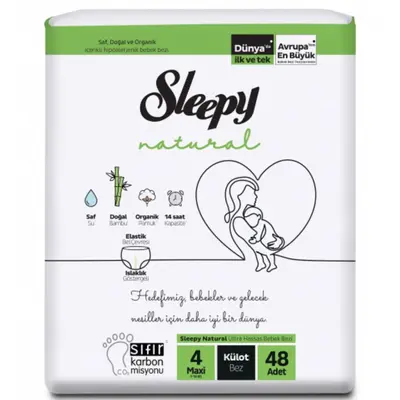 Sleepy Natural Külot Bebek Bezi 4 Beden Maxi 48li