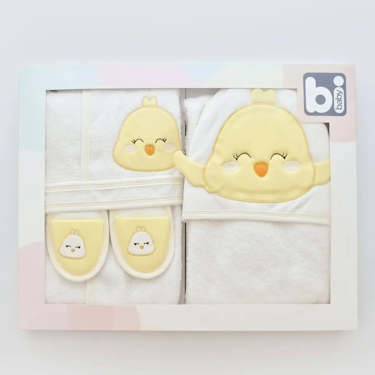 Bibaby Bornoz Takımı Smiley Bird Ekru - Sarı