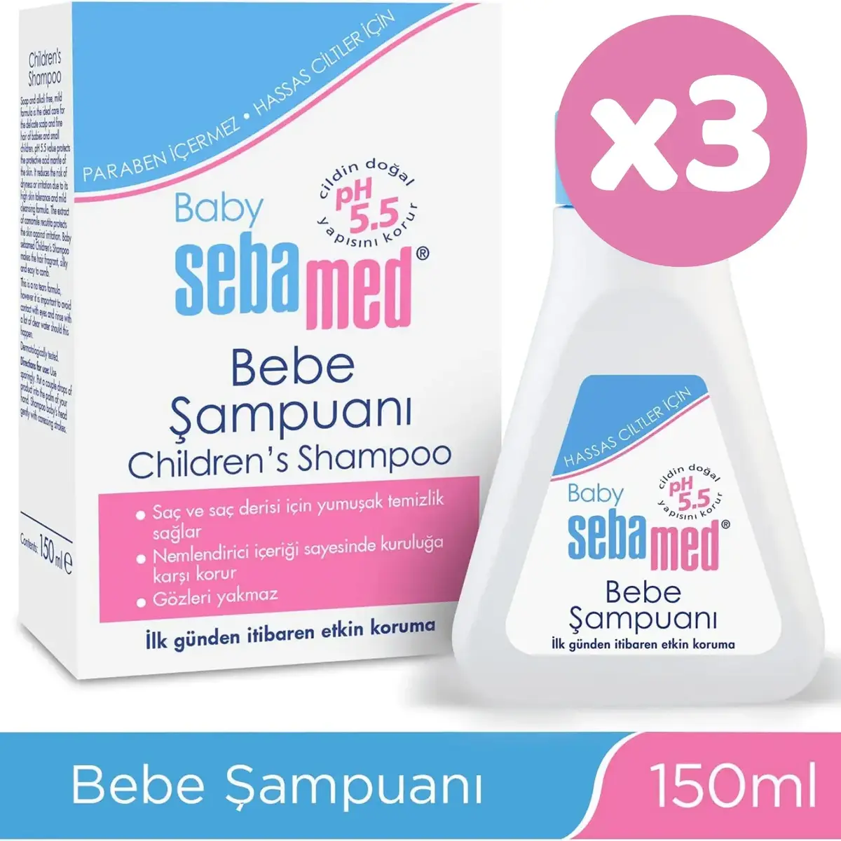 Sebamed Bebek Saç ve Vücut Şampuanı 150 ml x3