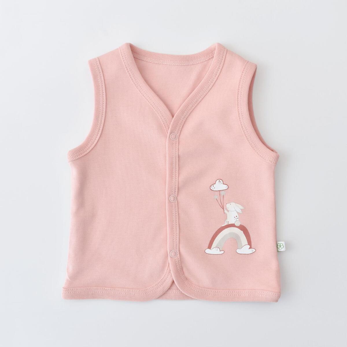 Bibaby Organik Yelek Live Color Rabbit Somon