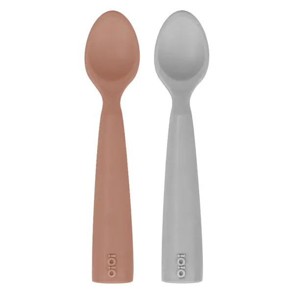 OiOi Nam Nam Kaşık 2li 6+ Ay Woody Brown - Powder Grey