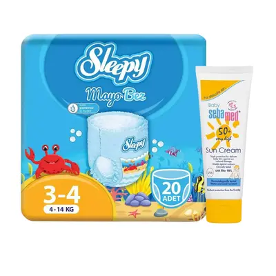 Sleepy Mayo Külot Bebek Bezi 4 Beden Maxi 4 - 14 kg 20li+Sebamed Bebek Güneş Kremi 50 Faktör 75 ml