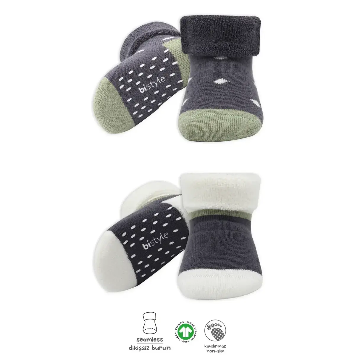Bistyle Çorap Soket Havlu 2li Kaymaz Point Boy Antrasit