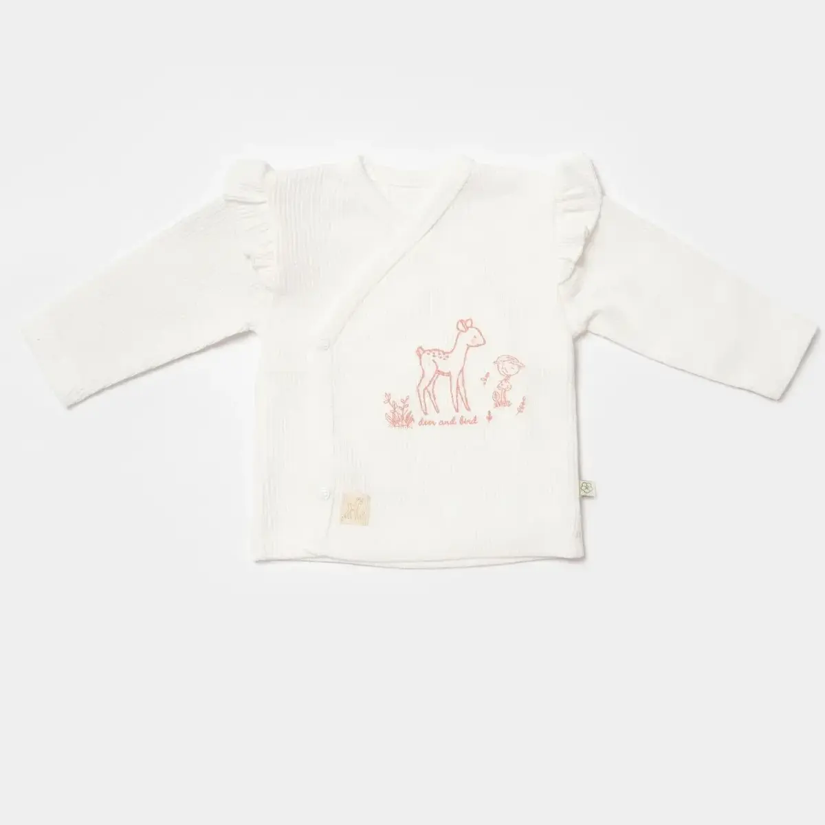 Bibaby Organik Zıbın Takımı 3lü Waffle Deer And Bird Ekru - Rose