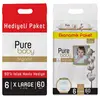 Pure Baby Organik Bebek Bezi 6 Beden Jumbo 60lı Islak Mendil Hediyeli