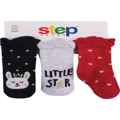 Step Çorap Soket 3lü Simli Little Star