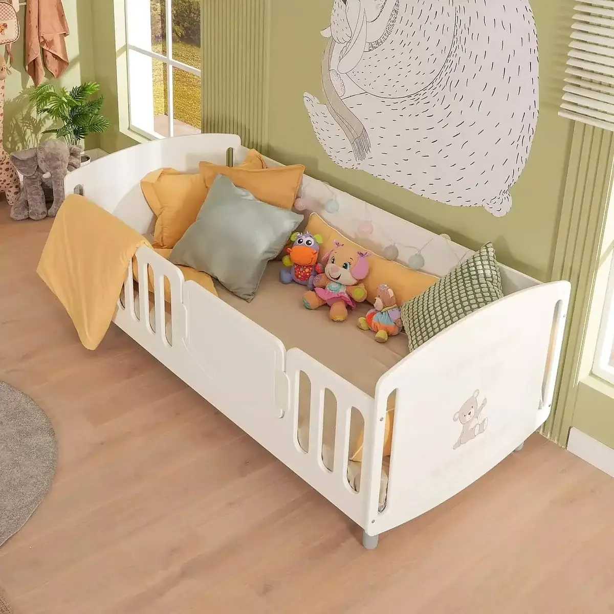 Meltem Kids Sweet Bear Montessori 90x190 Beyaz - Gri