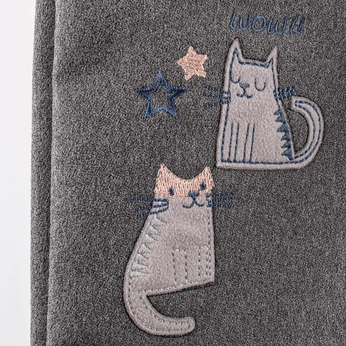 Overdo Pantolon Nakışlı Füme