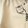 Hira Şort Uykucu Kedi Baskılı Bej