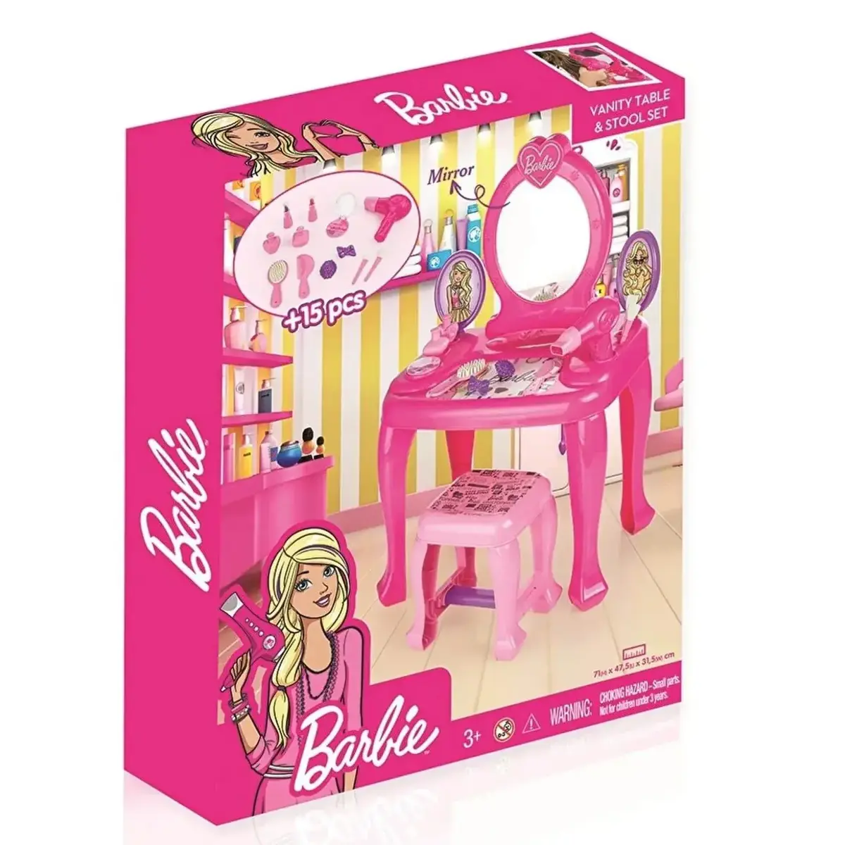 Dolu Barbie Ayaklı Makyaj Masa Sandalye Seti