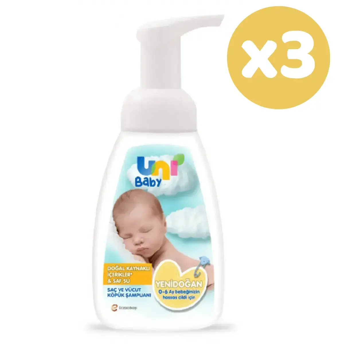 Uni Baby Yenidoğan Köpük Şampuan 200 ml x3