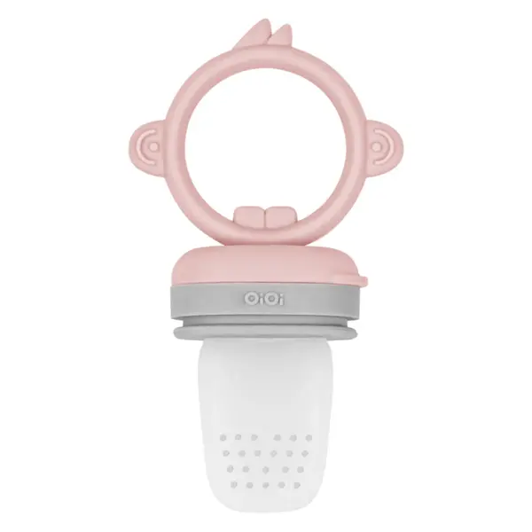 OiOi Silikon Püre Sebze ve Meyve Emziği 6+ Ay Pinky Pink - Powder Grey
