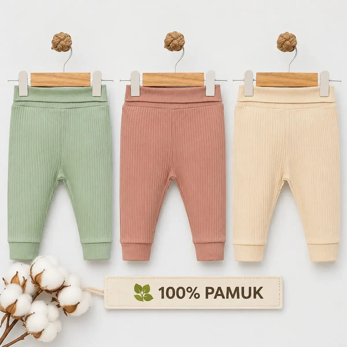 Angeltouch Pantolon Patiksiz Raporlu 3'lü Set Kız Erkek Unisex Bebek 12-18 Ay