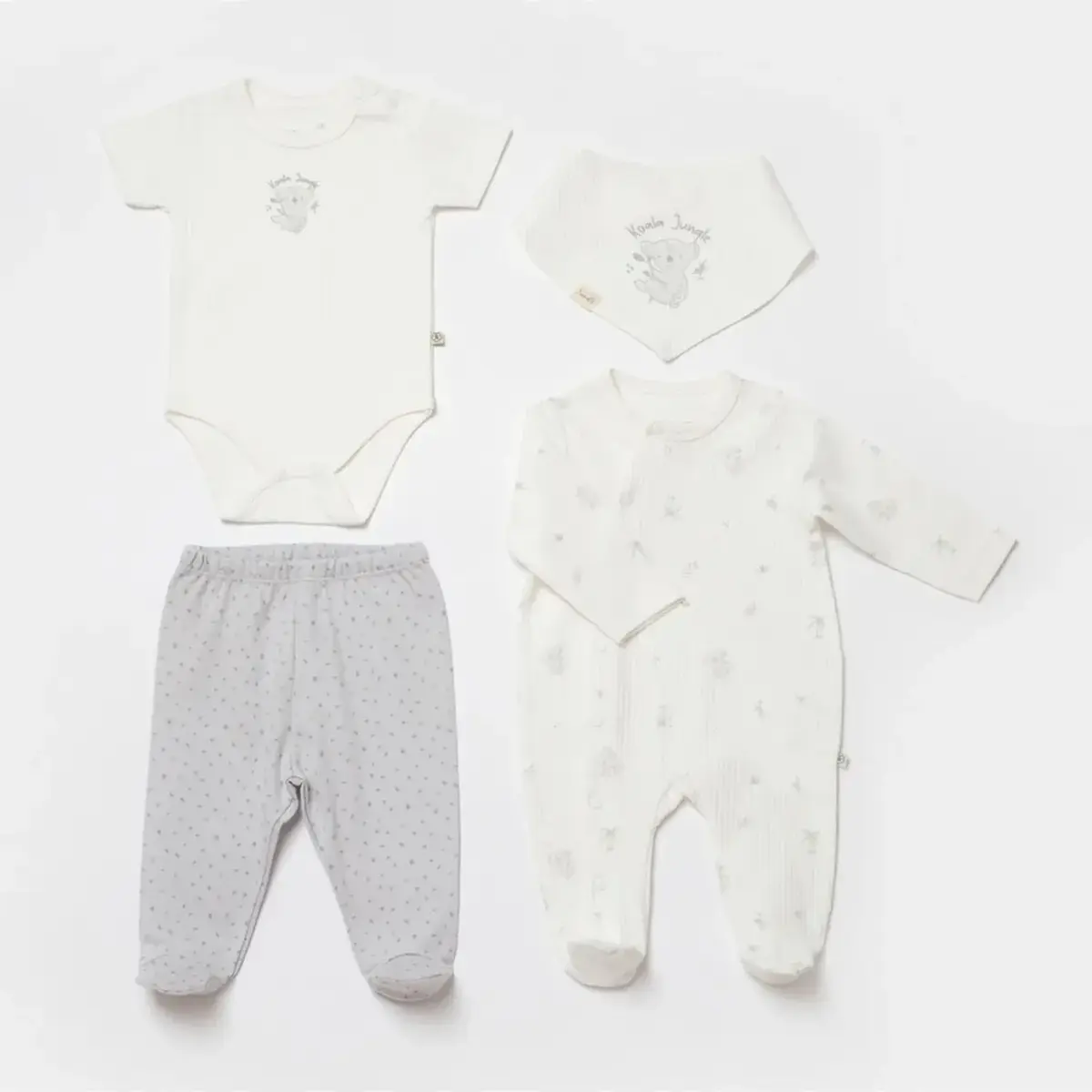Bibaby Organik Tulum Takımı 4lü Koala Jungle Gri