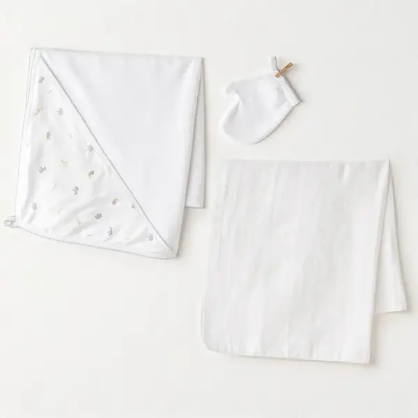 Andy Wawa Havlu Takımı 3lü Müslin Little King Beyaz