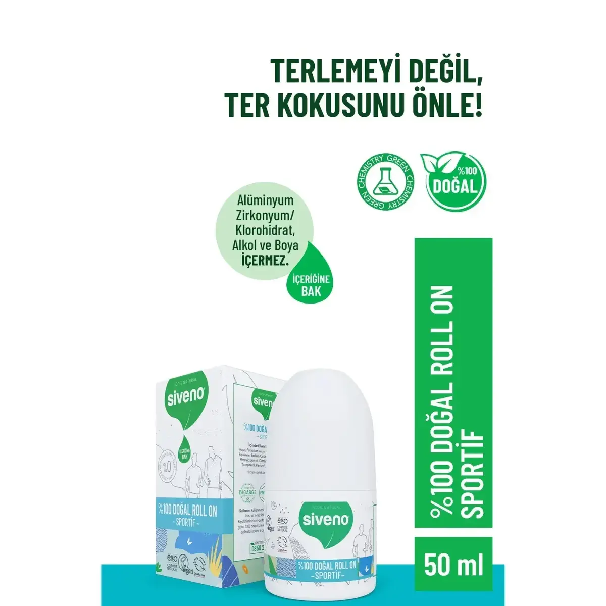 Siveno %100 Doğal Roll-On Sportive 50 ml 