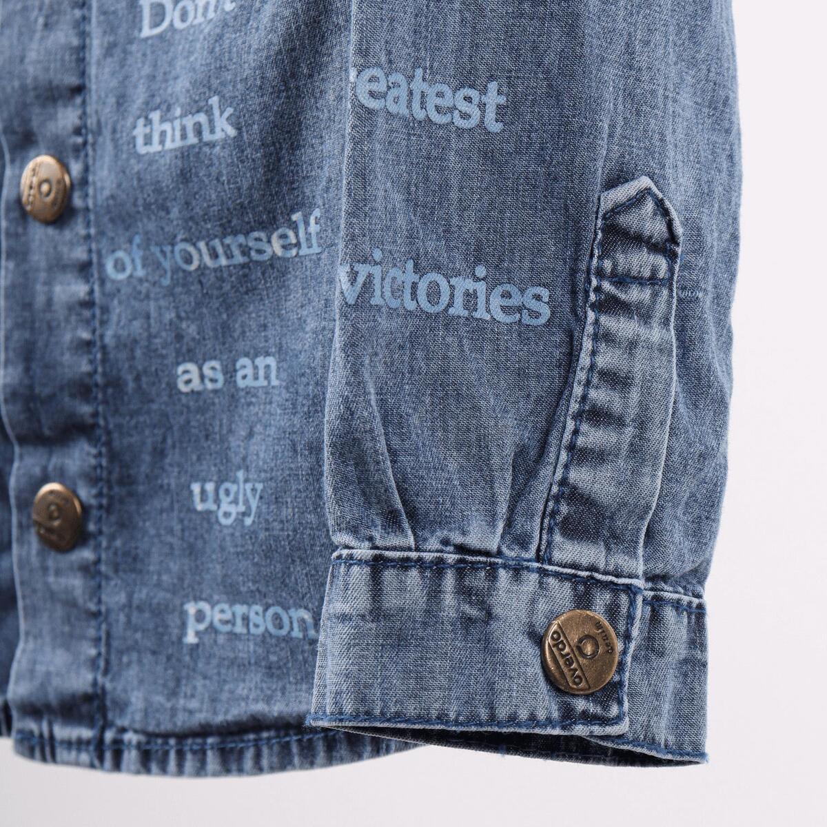 Overdo Gömlek Kol Baskılı Kot Mavi Denim