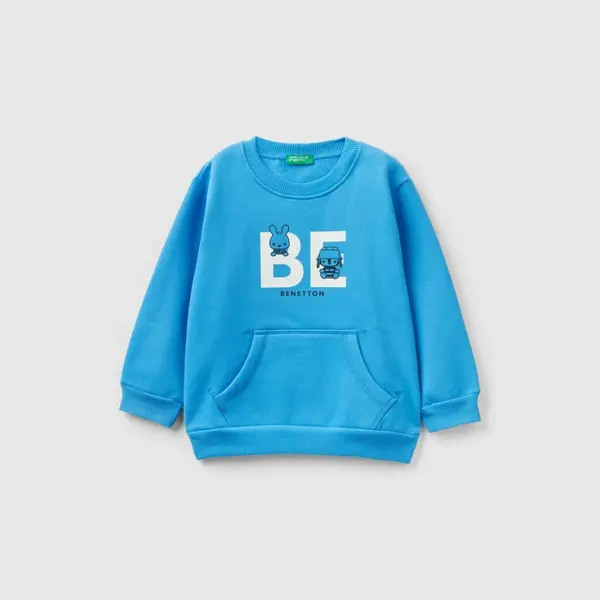 Benetton Sweatshirt Kanguru Mavi