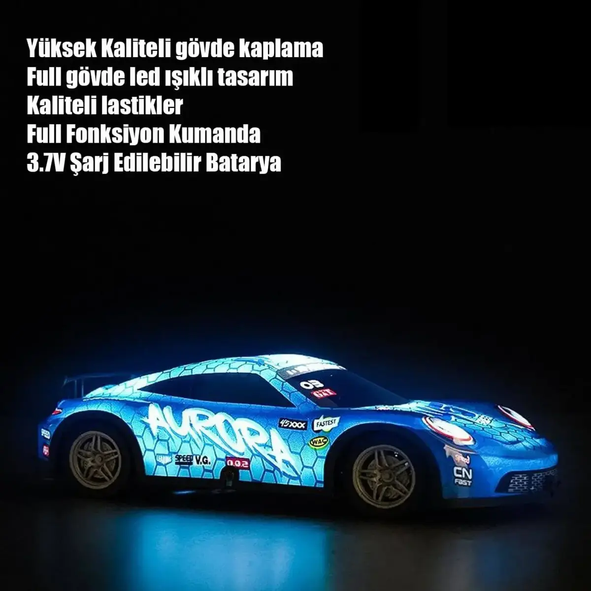 Uzaktan Kumandalı Full Fonksiyon Led Işıklı Şarjlı Araba 1:20 2.4G
