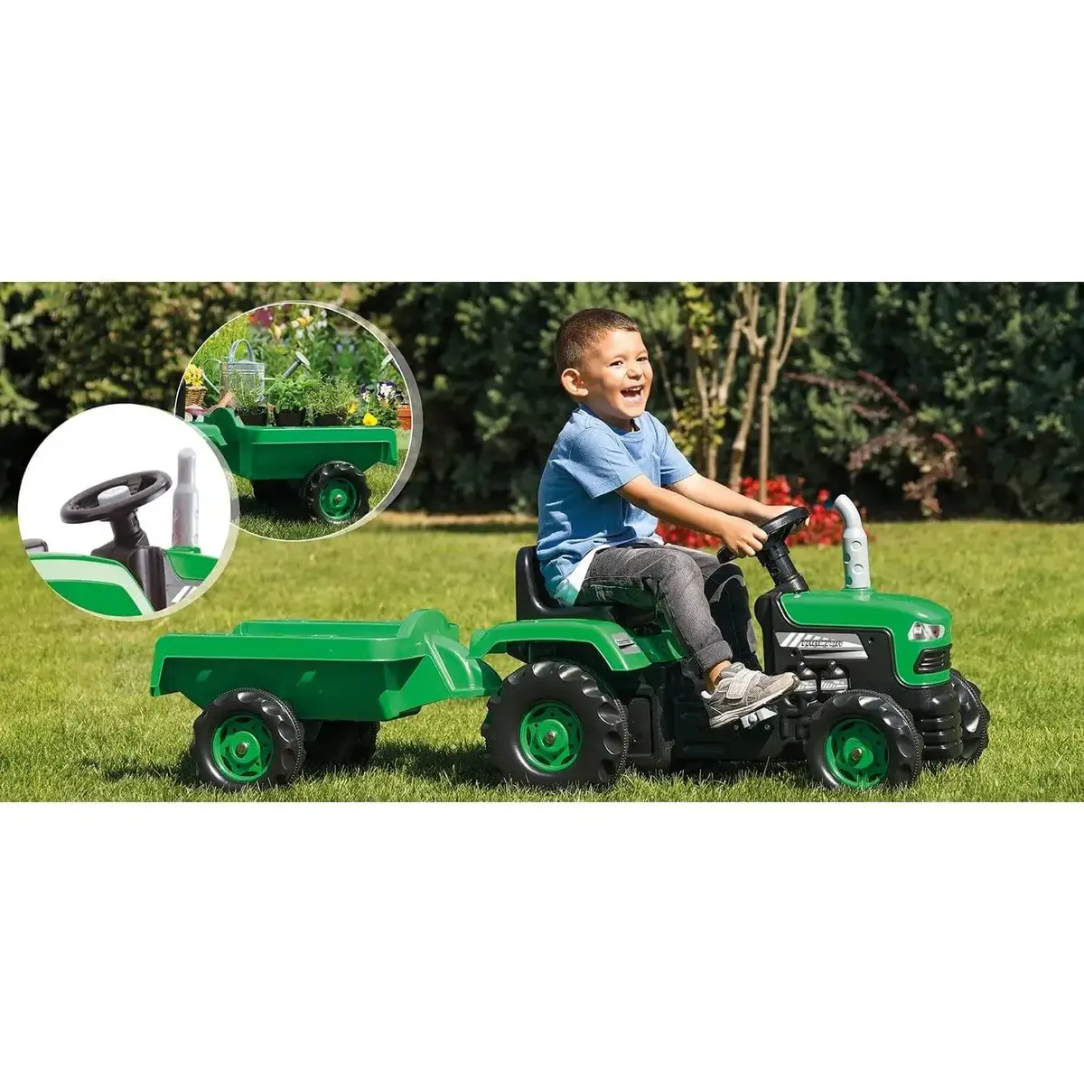 Dolu Römorklu Pedallı Traktör Yeşil