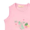 Mini Damla T-Shirt Kolsuz Tropikal Pembe