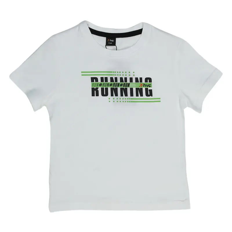 Hvc T-Shirt Run Baskılı Beyaz - Yeşil