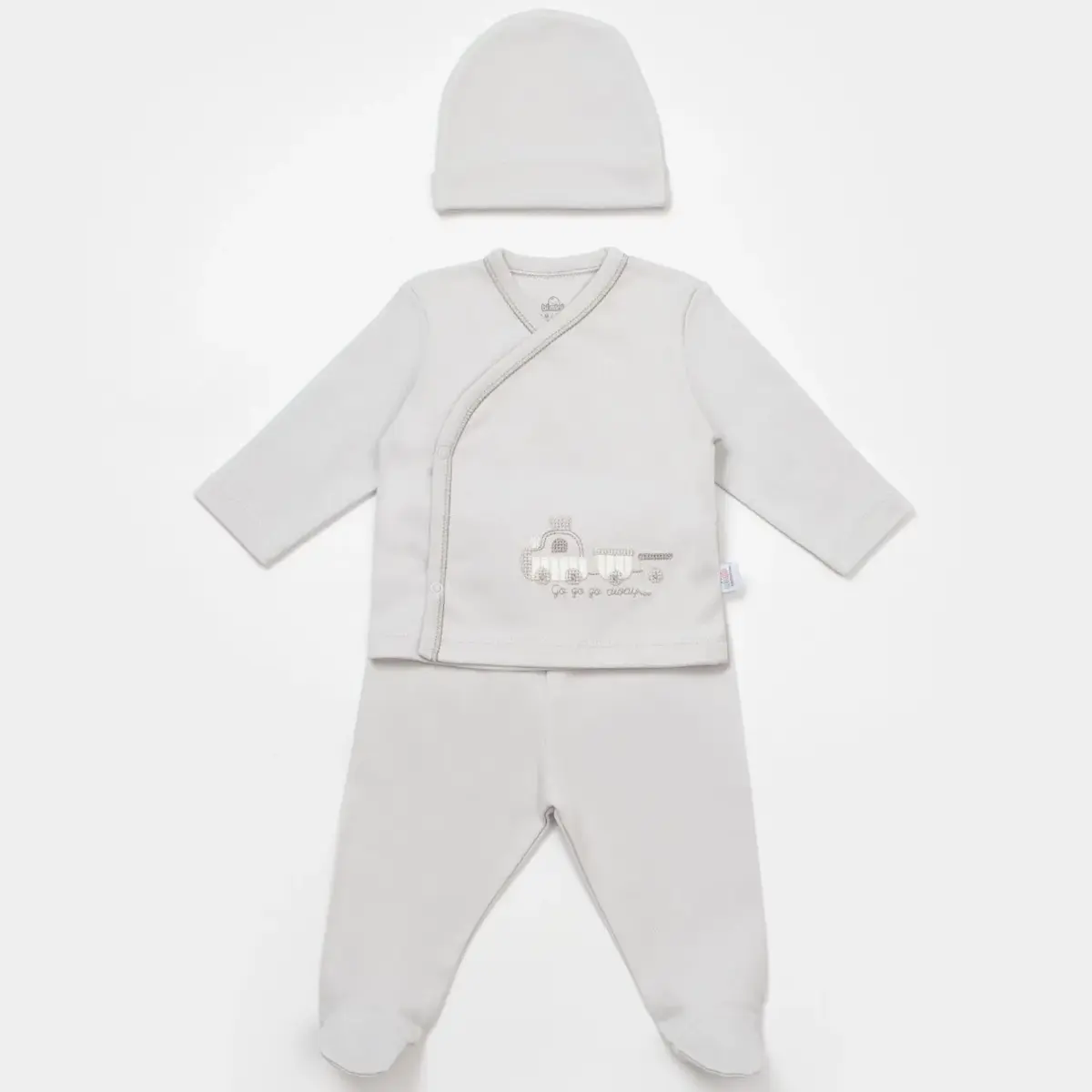 Bibaby Zıbın Takımı 3lü Canvas Flowers Boy Baby Gri Bibaby Zıbın Takımı 3lü Canvas Flowers Boy Baby Gri