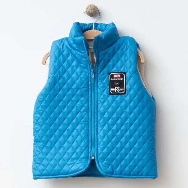 Bebolly Yelek Baklava Desenli Mavi