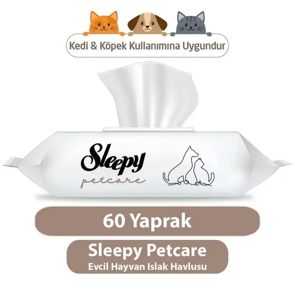 Sleepy Petcare Islak Bakım Havlusu 60lı