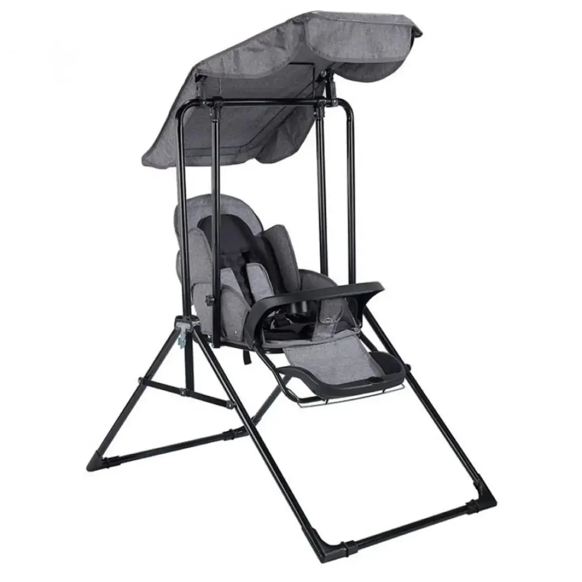 Babyhope Lüks Yatarlı Tepsili Salıncak Kırçıllı Gri