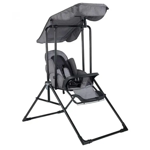 Babyhope Lüks Yatarlı Tepsili Salıncak Kırçıllı Gri