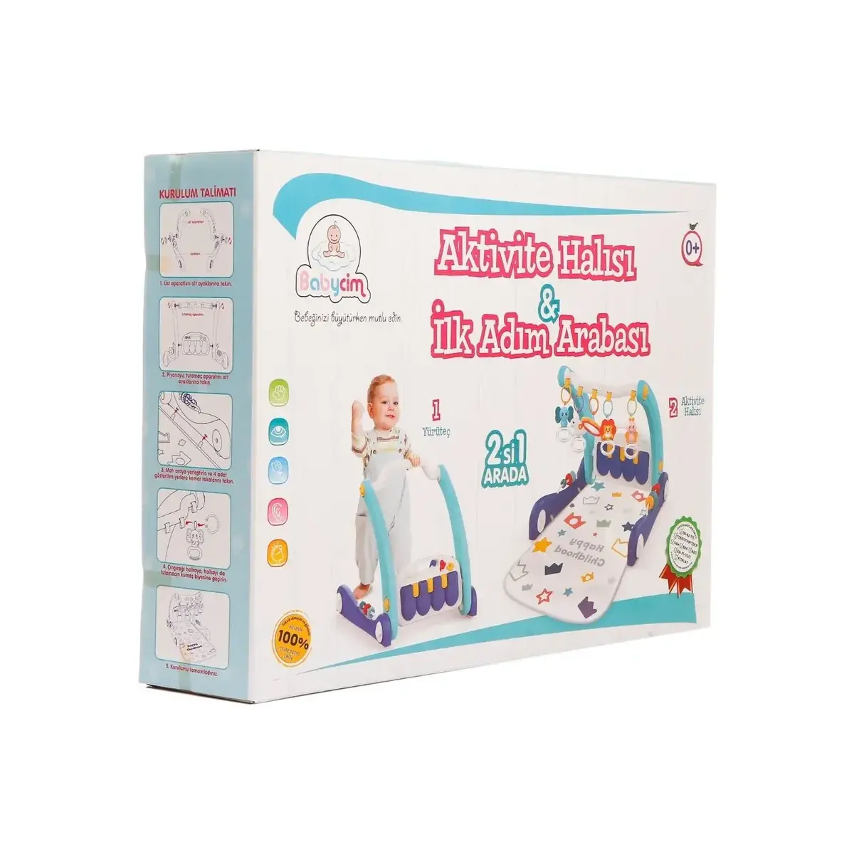 Babycim 2'si Bir Arada Aktivite Halısı&İlk Adım Arabası Mavi