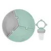 OiOi Puzzle Vakumlu Mama Tabağı + Püre Meyve Ve Sebze Alıştırıcı River Green - Powder Grey