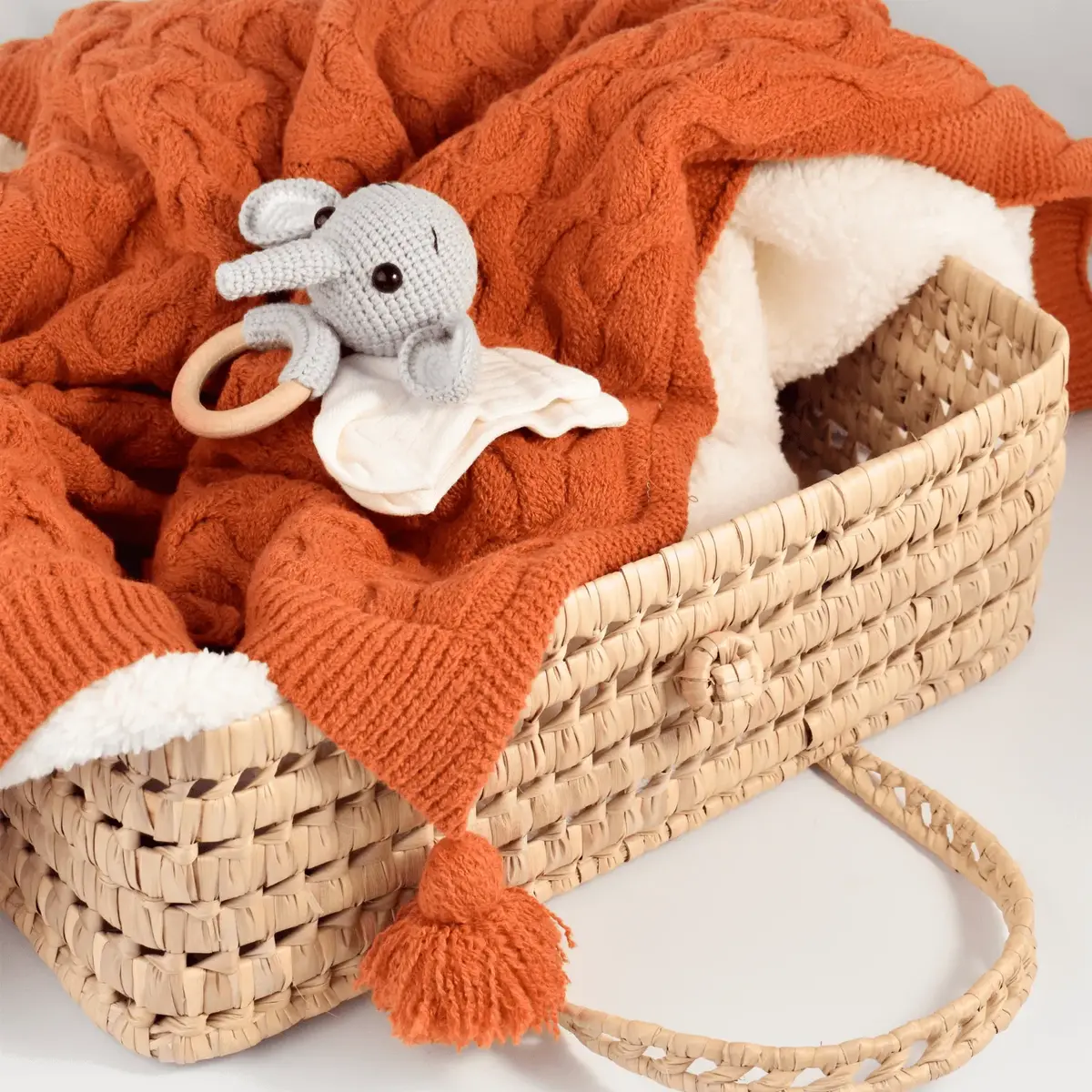 Bibaby Battaniye Hasır Triko Turuncu