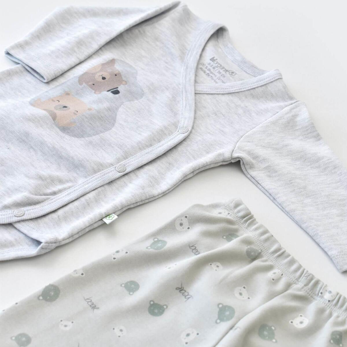 Bibaby Organik Zıbın Takımı Hug Me Bear Kar Melanj