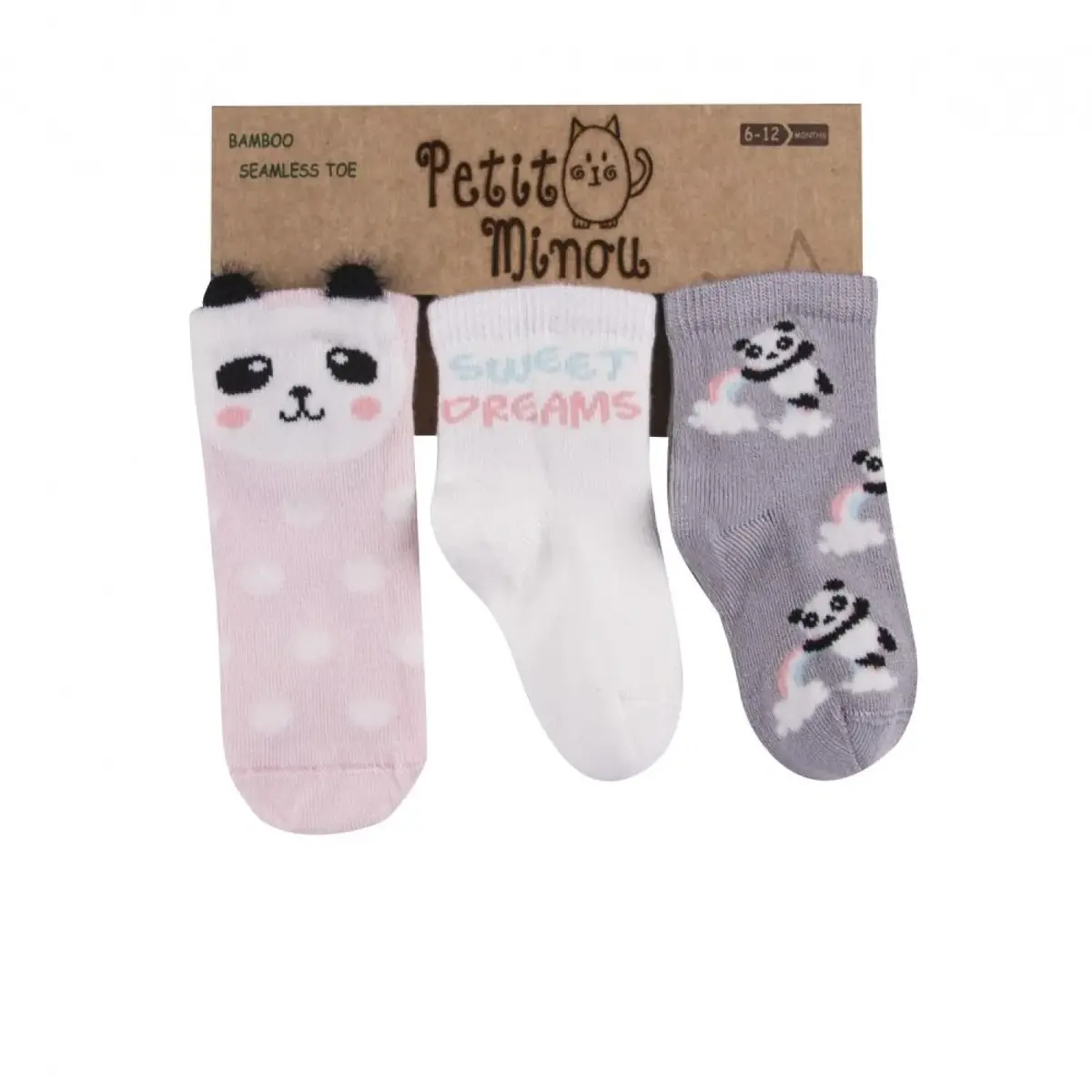 Step Çorap Soket 3lü 3D Panda