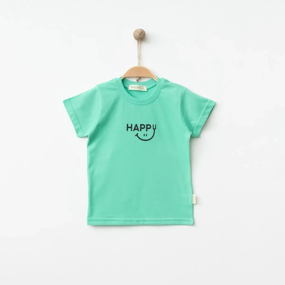 Bebolly T-shirt Happy Baskılı Mint Bebolly T-shirt Happy Baskılı Mint