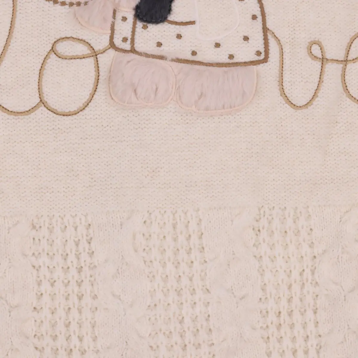 Mini Damla Battaniye Triko Love Nakışlı 80x100cm Ekru