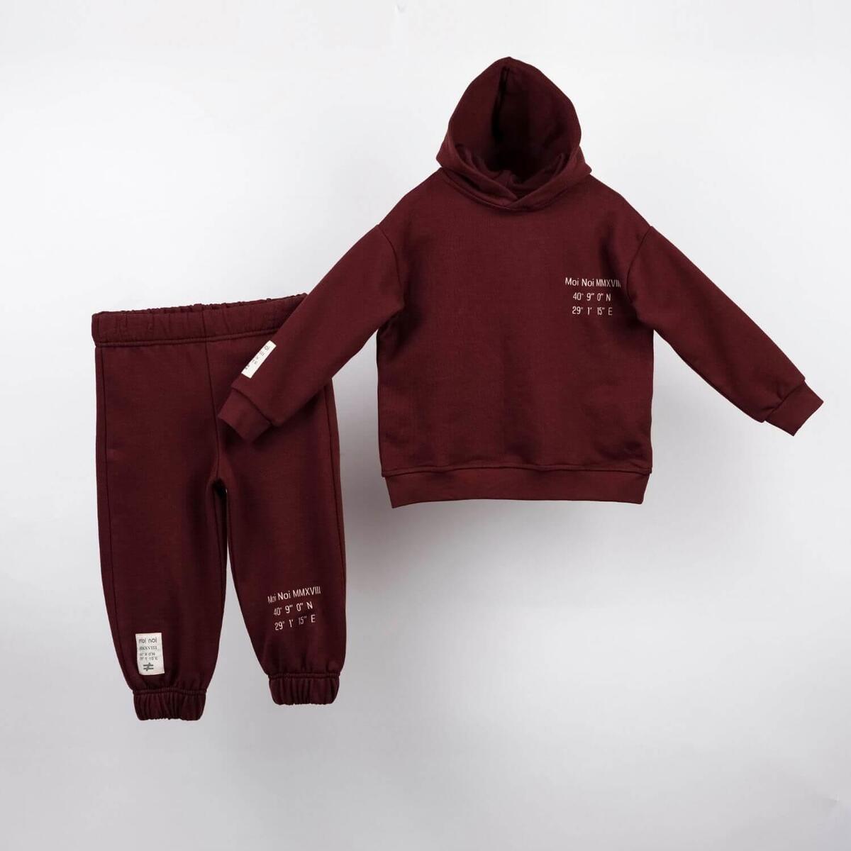 Moi Noi 2li Takım Kapüşonlu Basic Bordo