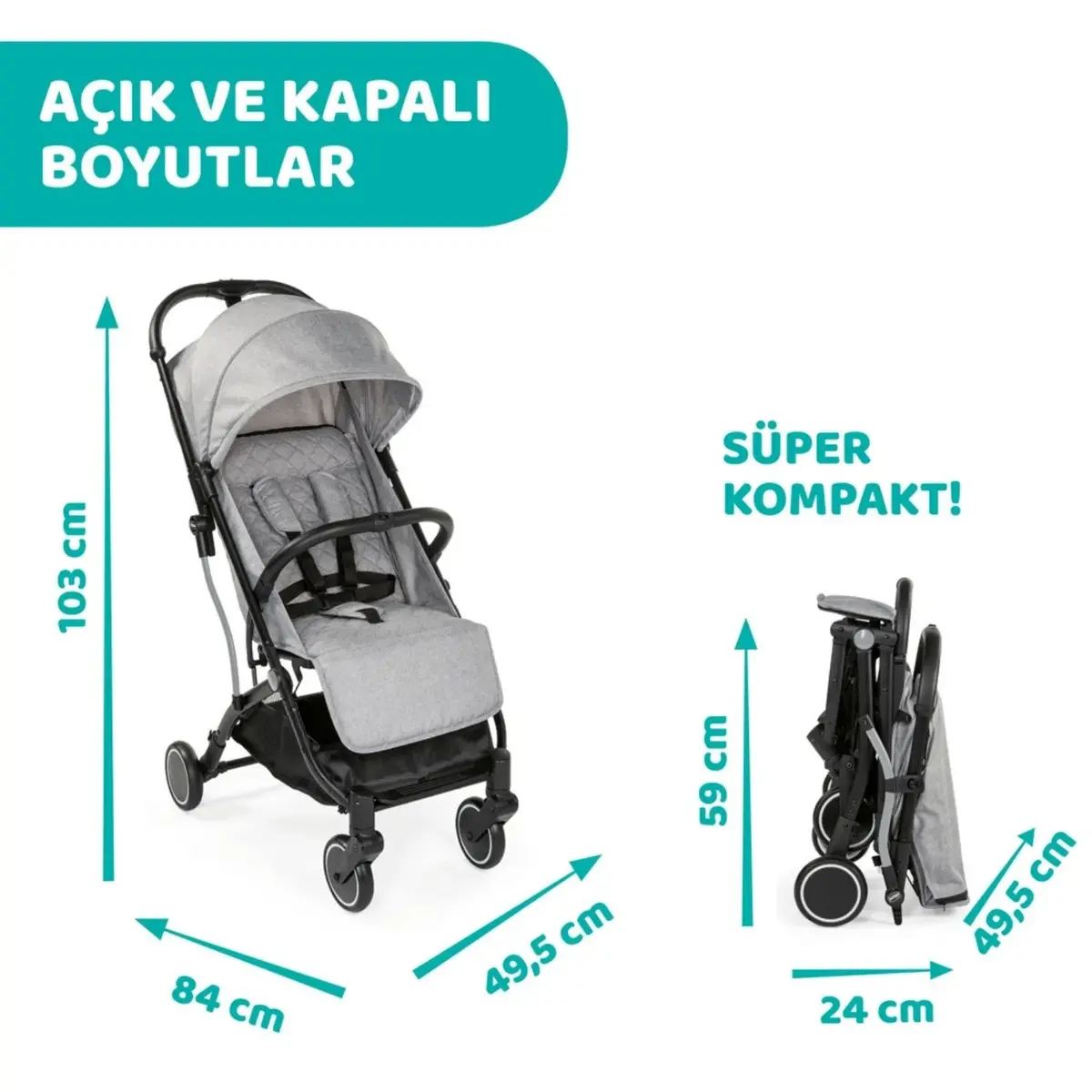 Chicco Trolley Me Bebek Arabası Ligth Grey