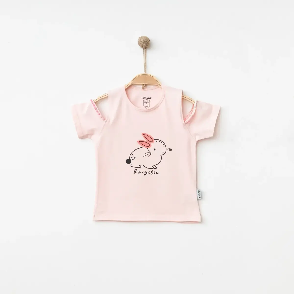 Winimo T-Shirt Tavşan Baskılı Pudra