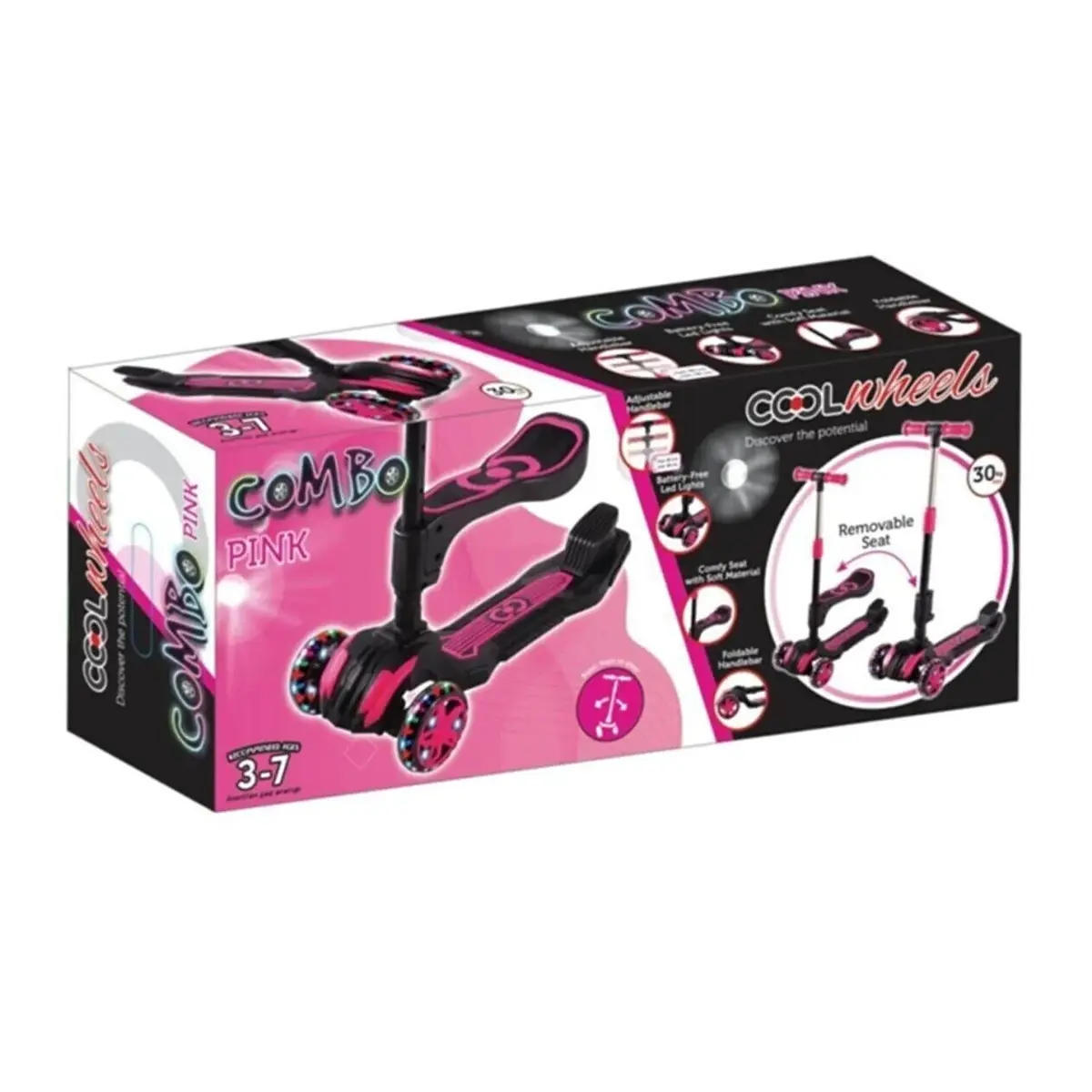 Cool Wheels Combo Oturaklı Scooter Pembe