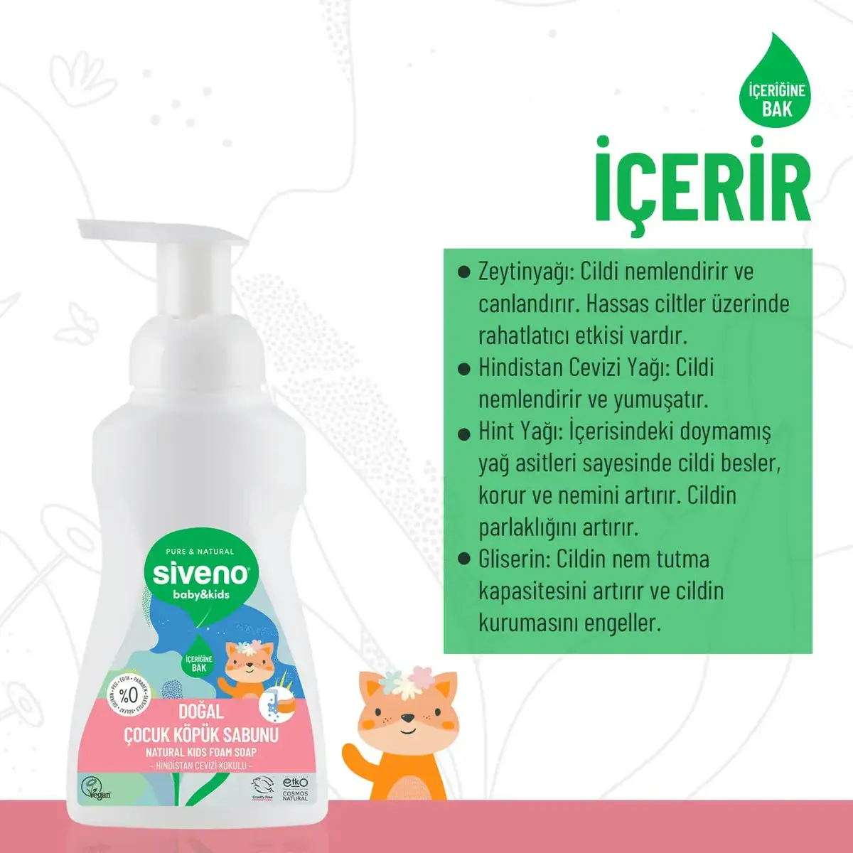 Siveno Kids %100 Zeytinyağlı Doğal Kids Köpük Sabun 250 ml 