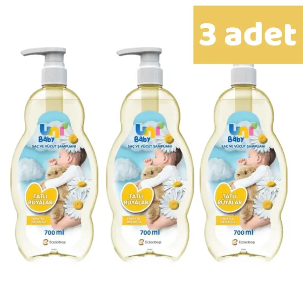 Uni Baby Papatya Özlü Bebek Şampuanı 700 ml (Yeni) x3