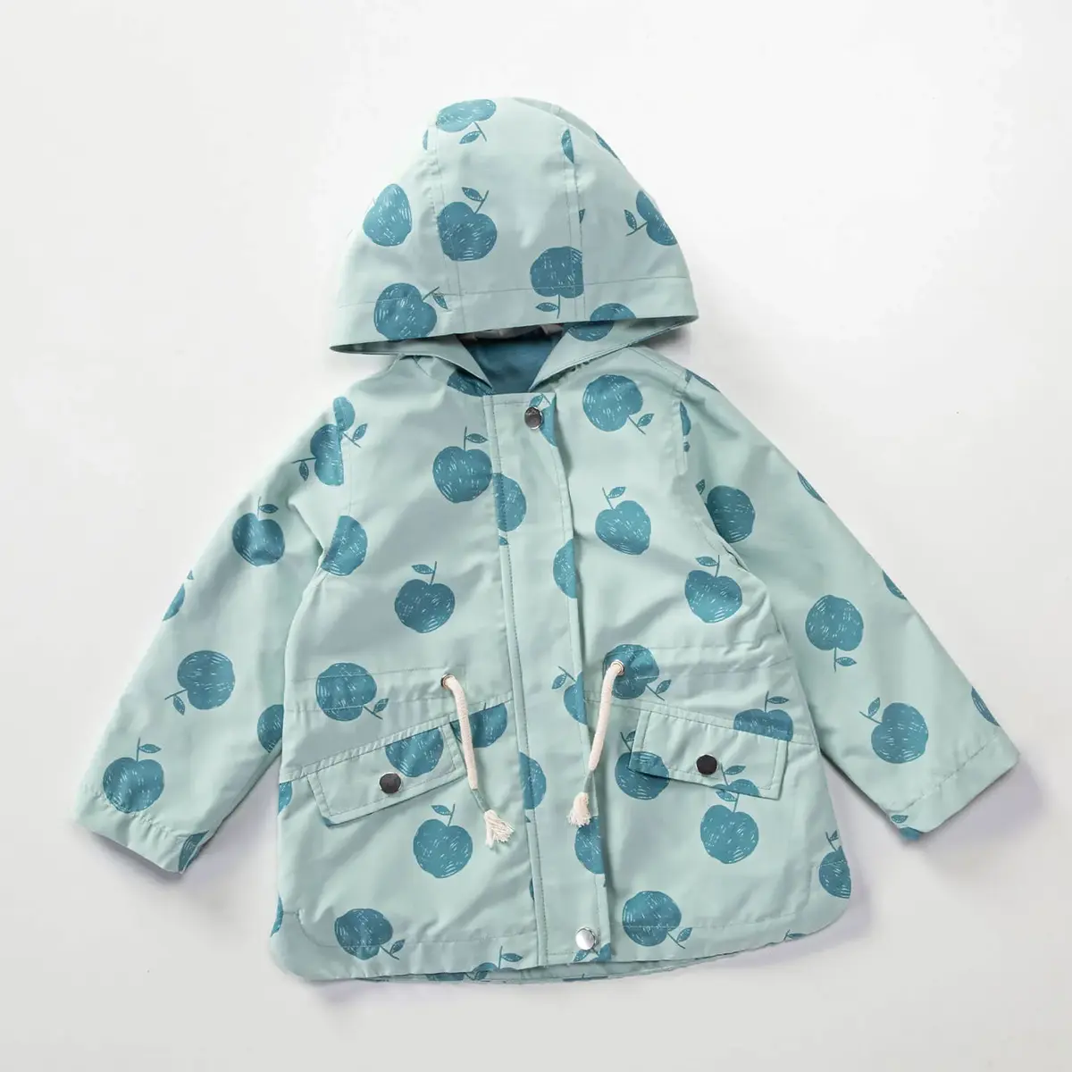 Midimod Yağmurluk Elma Baskılı Mint