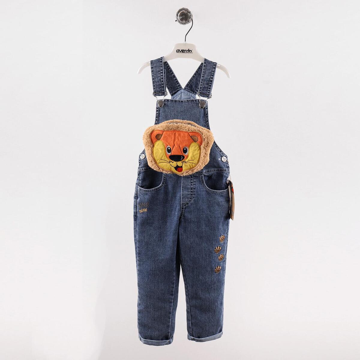 Overdo Salopet Aslan Nakışlı Kot Mavi Denim