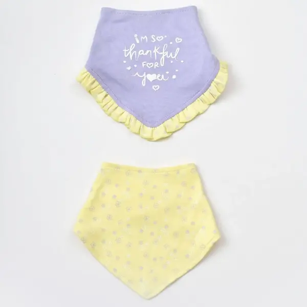 Bibaby Organik Fular Önlük 2li Love You Baby Yellow Lavender